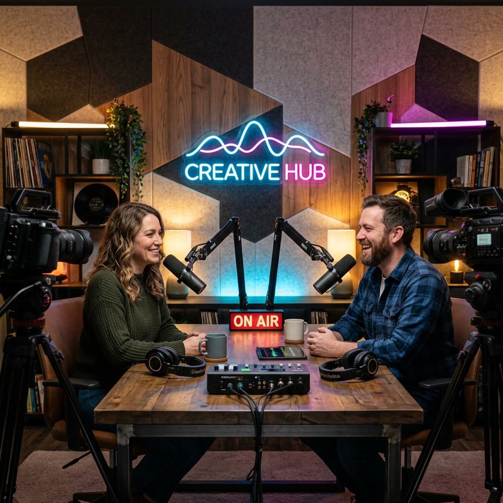 Estúdios de foto, vídeo e podcast
